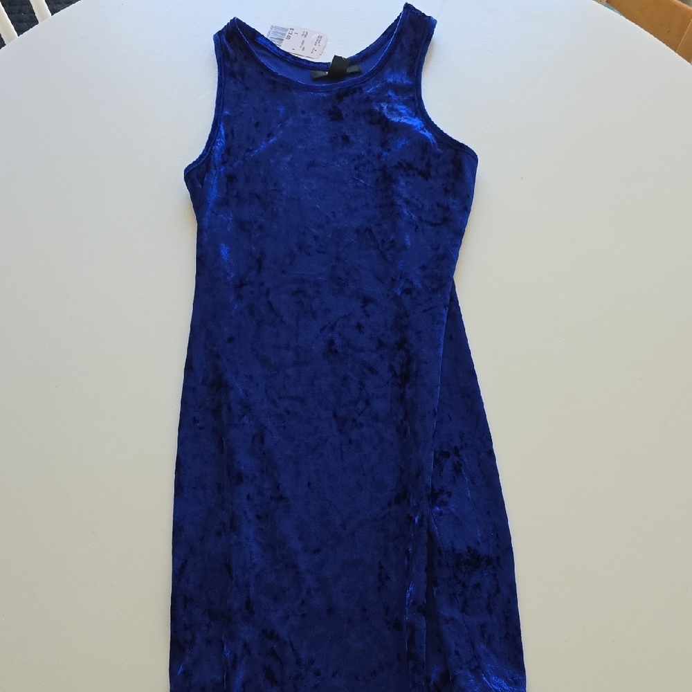 Elegant Blue Velvet Dress